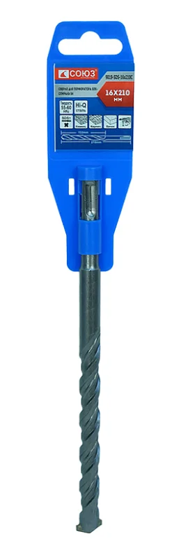 Союз Бур SDS+ 16x210 мм с твердосплавной напайкой, СПИРАЛЬ S4 , 9019-SDS-16x210C