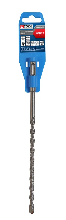 Союз Бур SDS+ 16x1000 мм с твердосплавной напайкой, СПИРАЛЬ S4 , 9019-SDS-16x1000C
