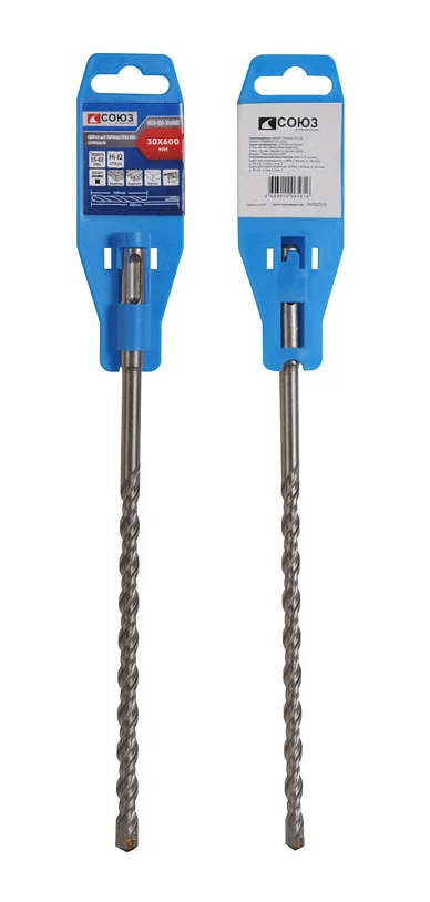 Союз Бур SDS+ 30x600 мм с твердосплавной напайкой, СПИРАЛЬ S4 , 9019-SDS-30x600C