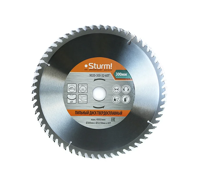 Sturm Пильный диск, размер 300x32x60 зубьев С ПЕРЕХОД. КОЛЬЦОМ НА 30 мм 9020-300-32-60T