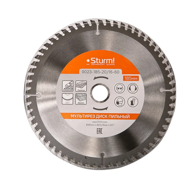 Sturm Пильный диск, размер 185x20/16x60 зубьев Мульти рез 9023-185-20/16-60
