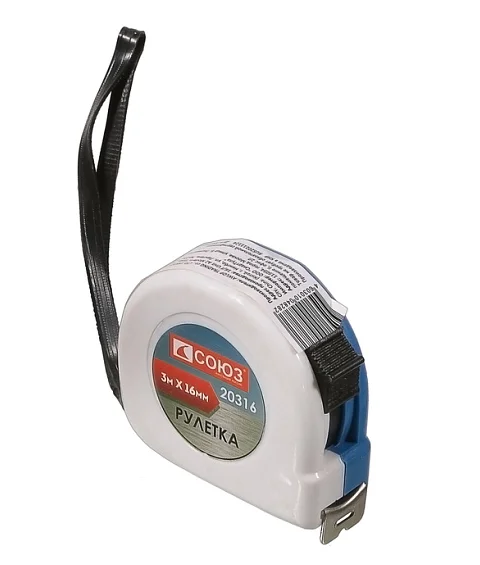 СОЮЗ Рулетка 3х16мм, пластиковый корпус, 20316