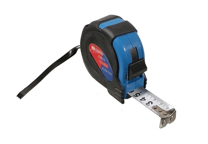 СОЮЗ Рулетка 7,5х25мм, обрезиненная, магнит на зацепе, 21825