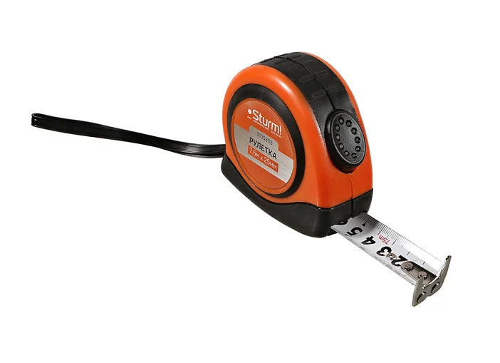 Sturm Рулетка 7,5x25мм, автостоп, двухсторонняя шкала, магнит на зацепе, 3100303