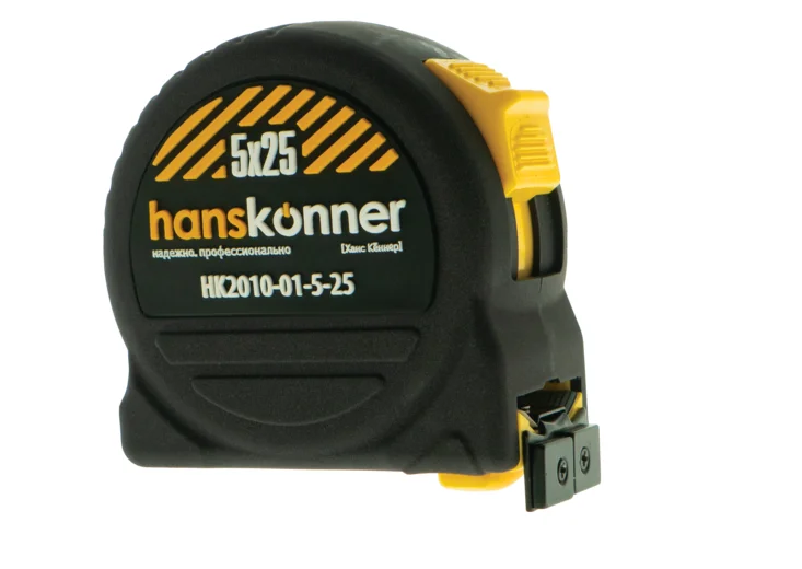 Hanskonner Рулетка 5x25мм, 2 стопа, корпус SoftTouch, супермощный магнит, HK2010-01-5-25