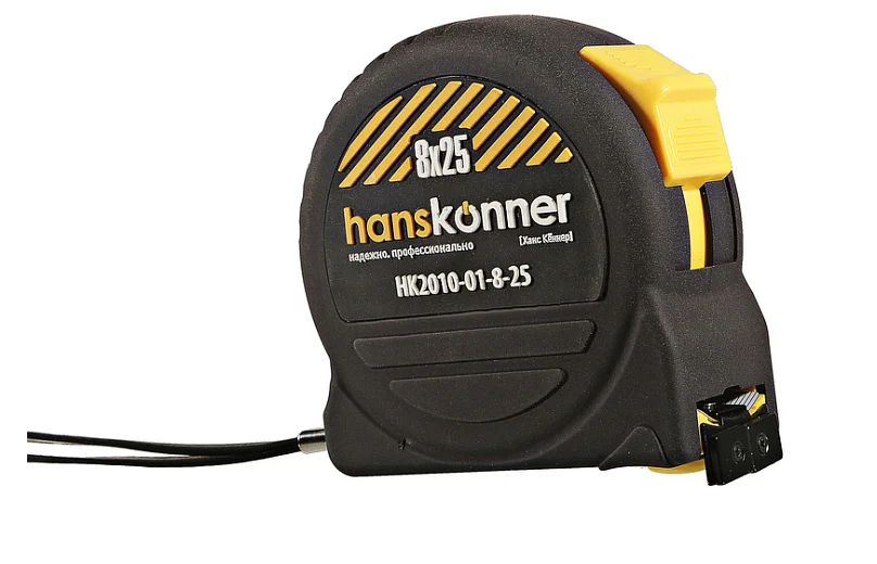 Hanskonner Рулетка 8x25мм, 2 стопа, корпус SoftTouch, супермощный магнит, HK2010-01-8-25