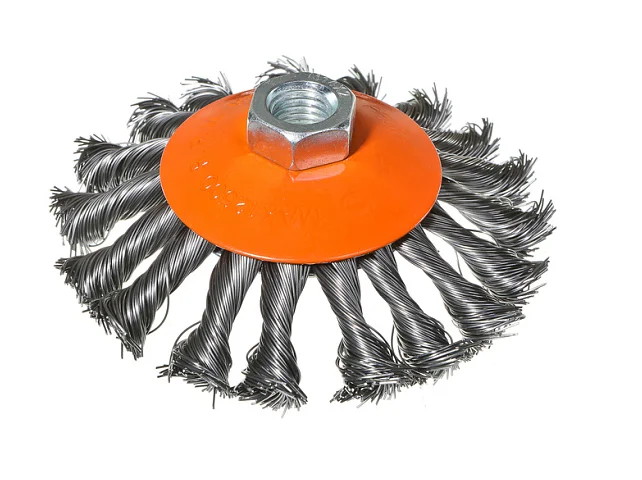 Sturm Корщетка-насадка для УШМ тип "колесо" с наклоном, М14, D115мм,витая.сталн.пров. 5240401