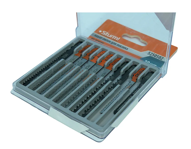 Sturm Набор пилок для лобзика по дереву, 10 шт, T101B, T144D, T101BR, T119BO, T111C, T101D, T101A, T144D, HCS, 5250502