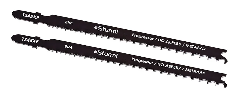 Sturm Пилки для лобзика по металлу T345XF, 2 шт, 132х105мм, шаг зуба 2,4-5мм, ПРОГРЕССОР, BIM, 5250617