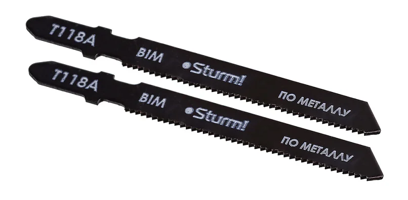 Sturm Пилки для лобзика по металлу T118A, 2 шт, 76х51мм, шаг зуба 1,2мм, прямолинейный чистый рез, BIM, 5250702