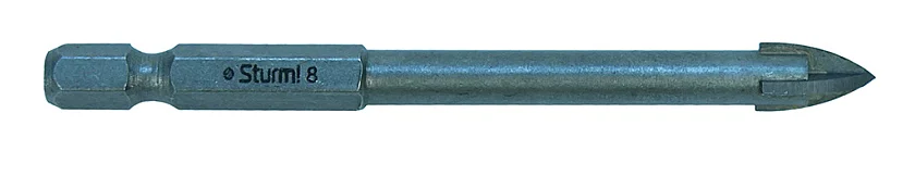 Sturm Сверло по стеклу и кафелю, 8мм, четырехгранный наконечник, шестигранный хвостовик, 5380103